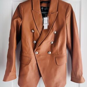 NWT - White House Black Market Leather Studio Blazer.  Size 2.  Vintage Oak.